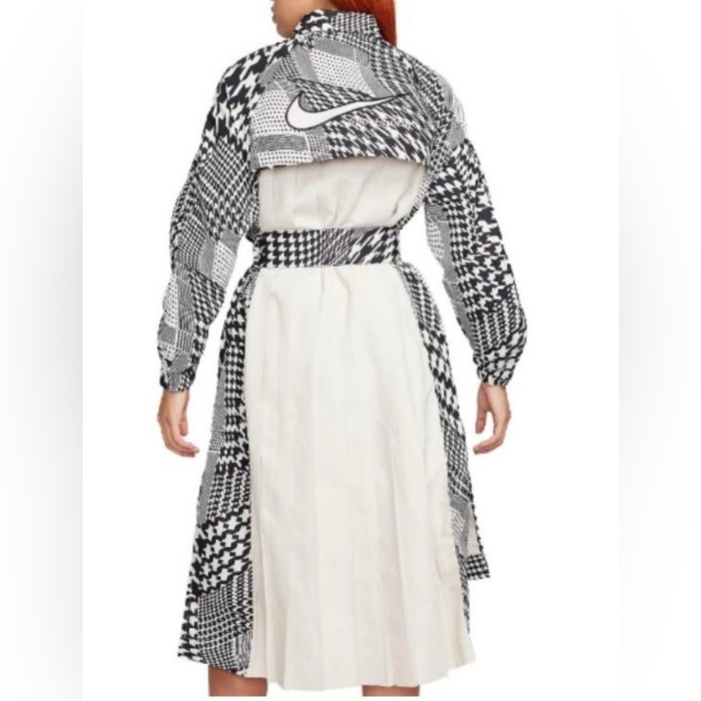 Nike Houndstooth Irregular Splicing Side Slit Full Zip trench coat size M
